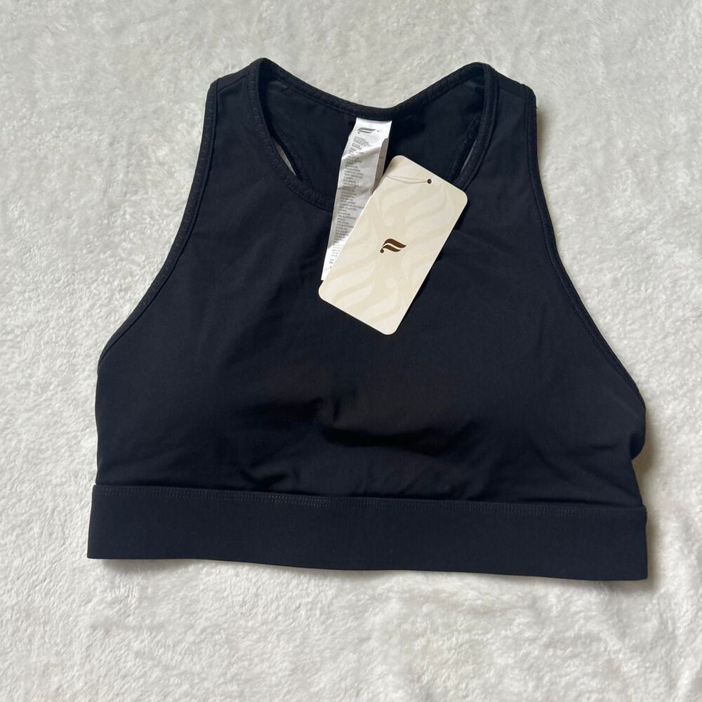 Black Fabletics Trinity high impact sports bra pockets removable padding nwt